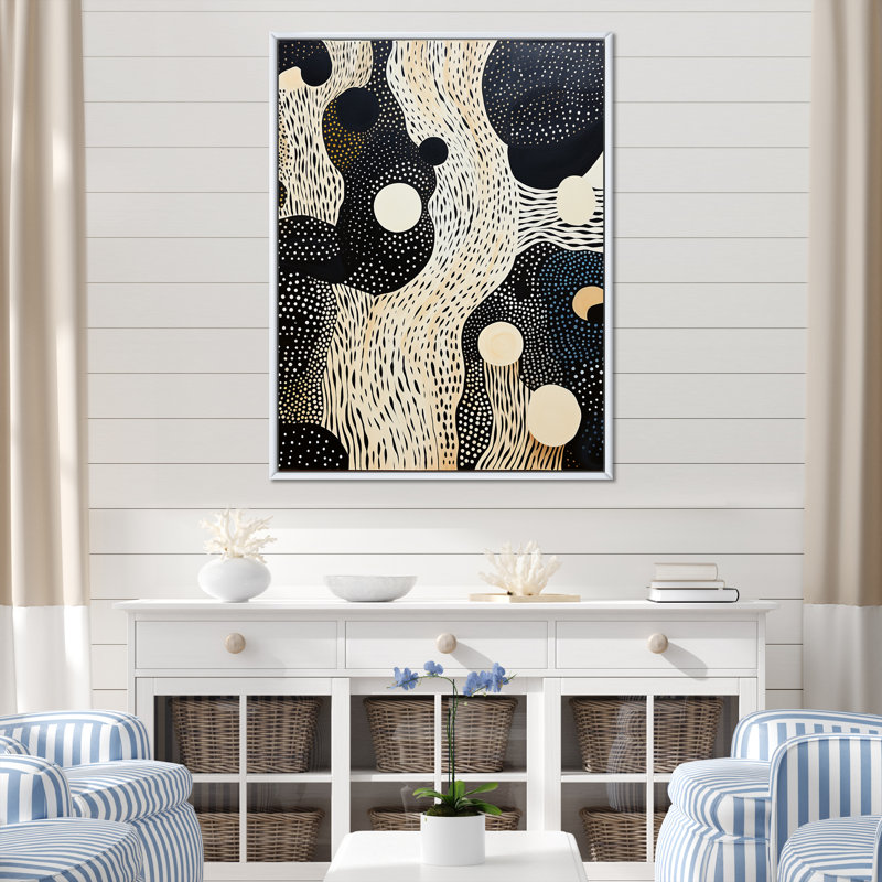 «Deep Marine Scenes Modern Collage III», reproduction sur toile, Cadre flottant blanc, H 32 po x l 16 po x P 1 po