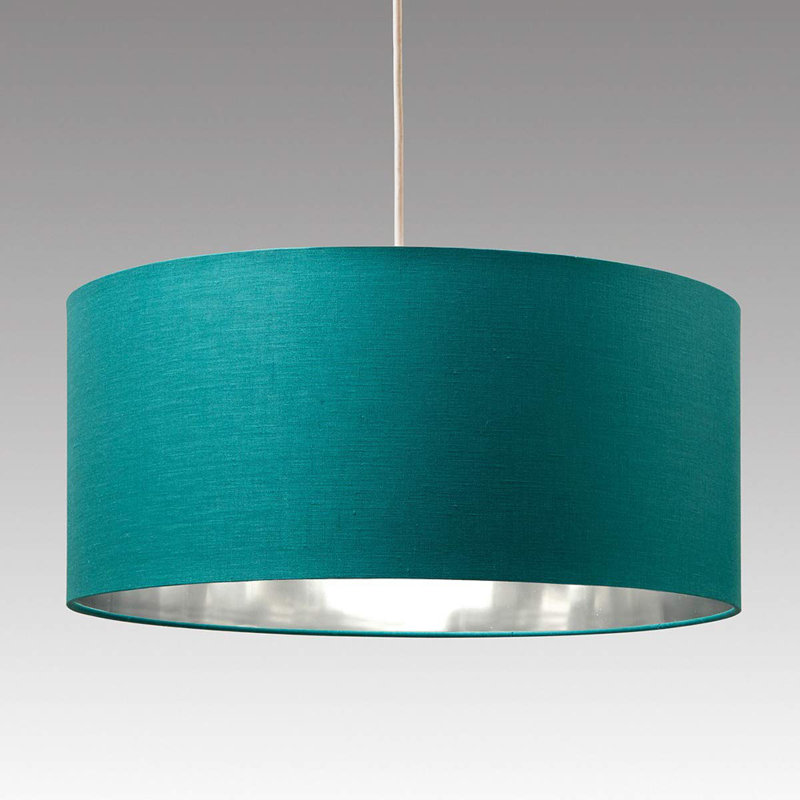 23.5cm H Cotton Drum Pendant Shade ( Clip On ), Teal
