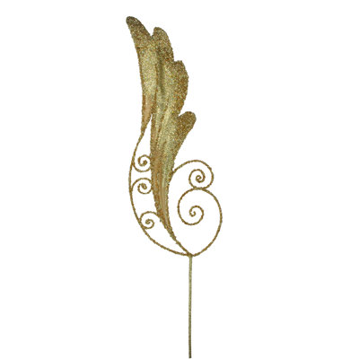 38.5"" Gold Iridescent Glitter Angel Wing Artificial Christmas Craft Pick -  Tori Home, XAR356-GO/TF