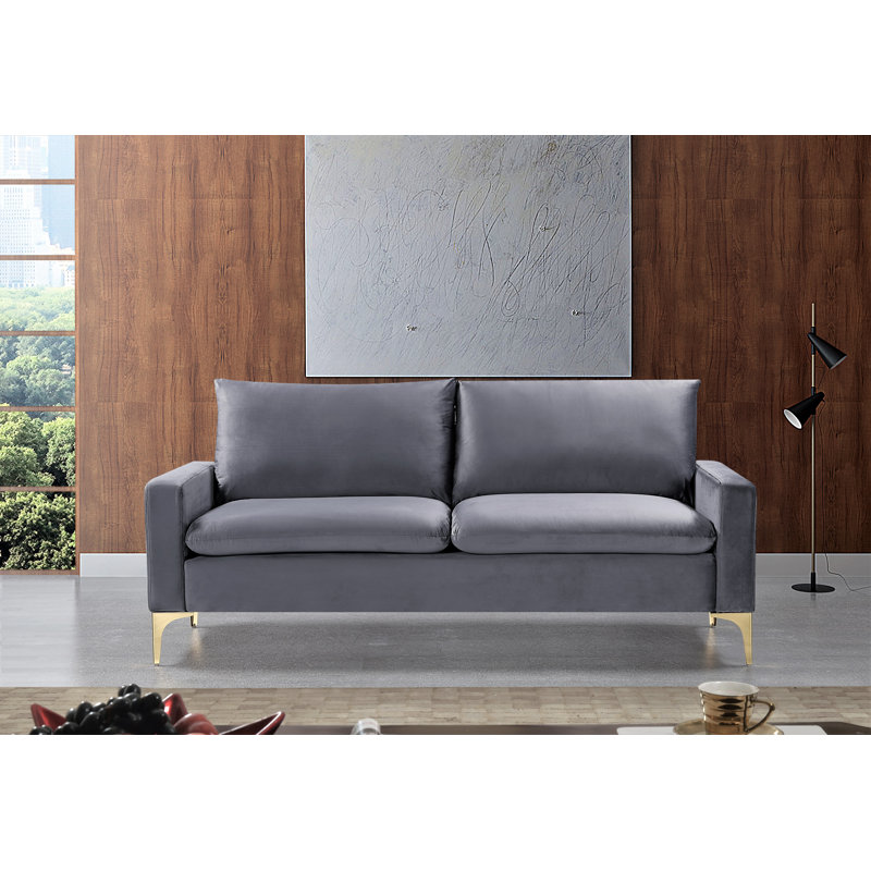 Cottleville 54.72'' Velvet Loveseat, Gray, 33"H x 76" W x 31" D