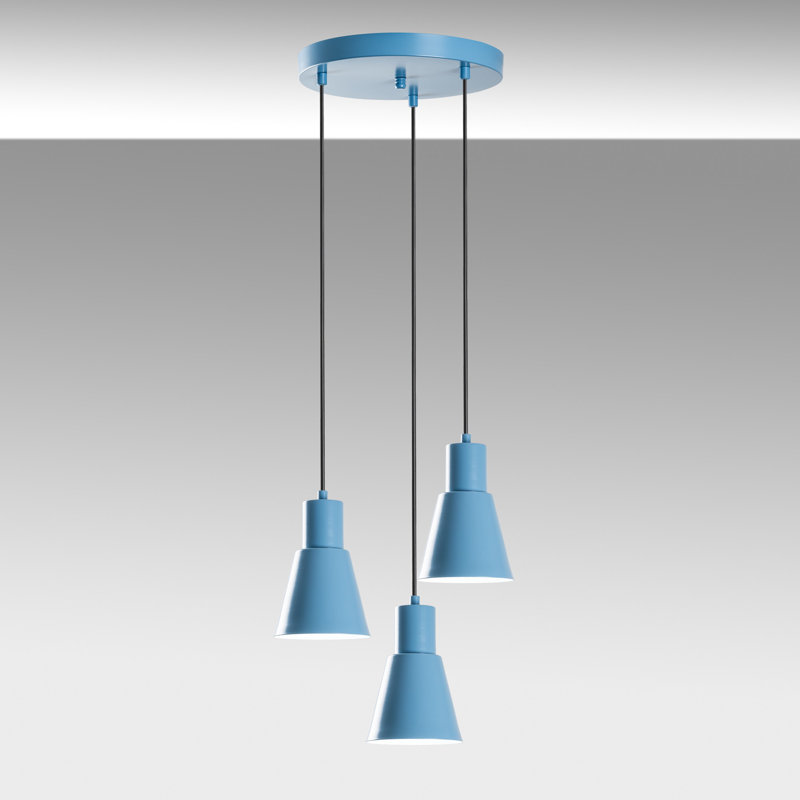 Lustre réglable élégant, corps en métal bleu clair, 15,7 po de diamètre | Hauteur: 29,5 - 44,9 po | Type de douille: 3 x E27 de 40 W maximum | Éclairage élégant pour le salon et la salle à manger, design moderne, ampoule non incluse