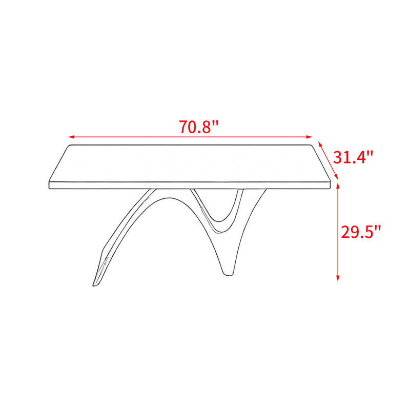 Table de salle à manger Yatziri, H 29,5 po x L 70,8 po x l 31,4 po