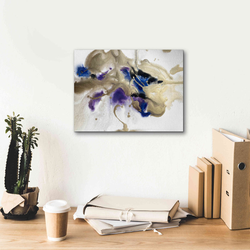 "Or à l'aquarelle bleue abstraite 2" par Irena Orlov, H 12 po x l 16 po x P 0,75 po