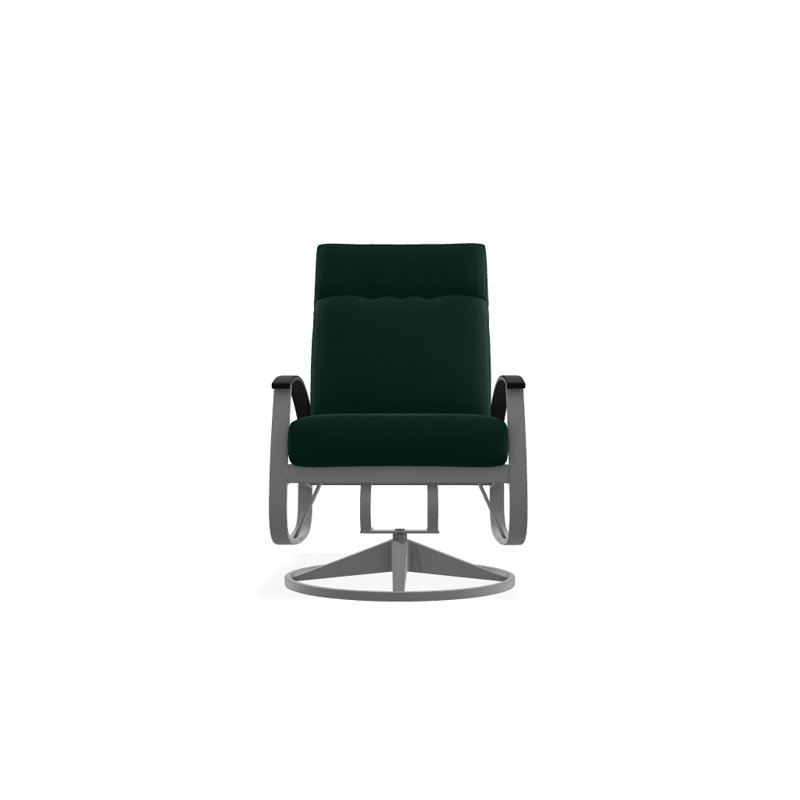 Chaise de patio pivotante avec coussins Askar, Toile Sunbrella® vert forêt, Noir P70, Graphite texturé