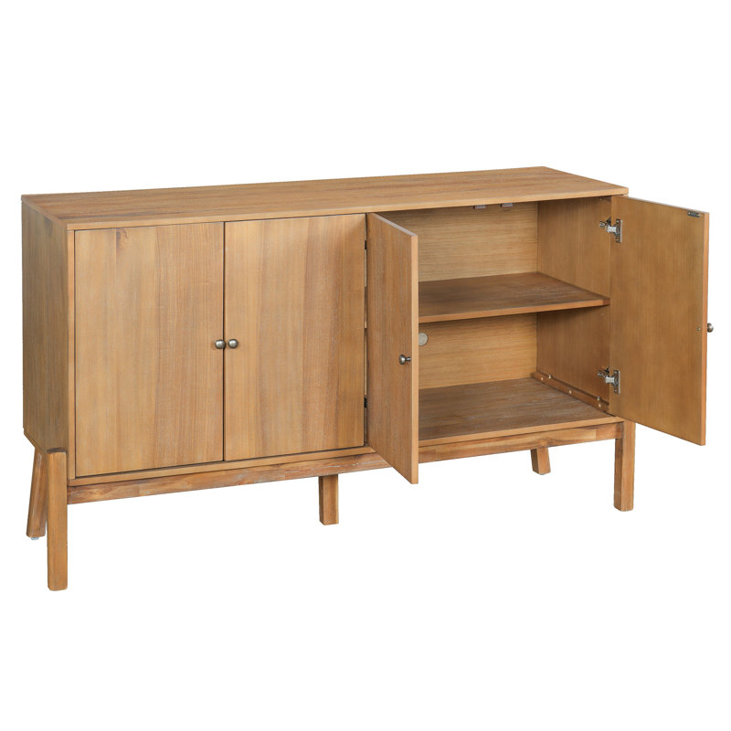 Elias 56.8'' Wide Mid-Century Modern 4-Door Sideboard Buffet Cabinet, Natural