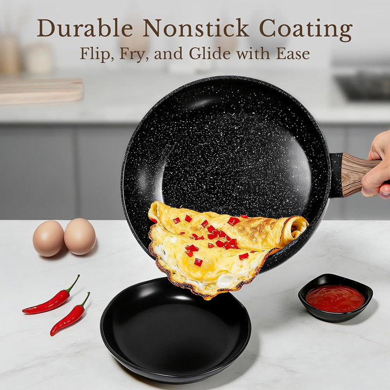25pcs Nonstick Ceramic Cookware Set – Healthy Non-toxic Pots & Pans, Induction Compatible, Large Capacity