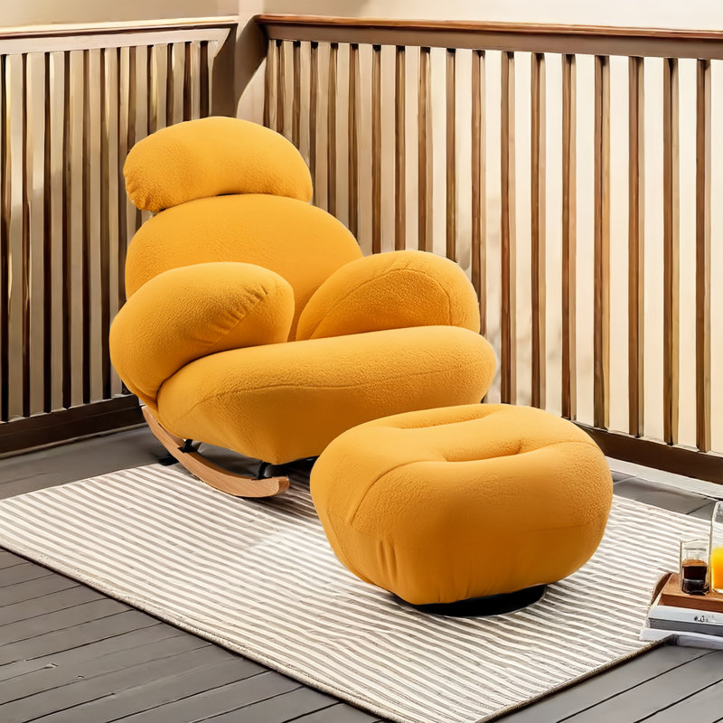 Mayk Upholstered Rocking Chair, Yellow