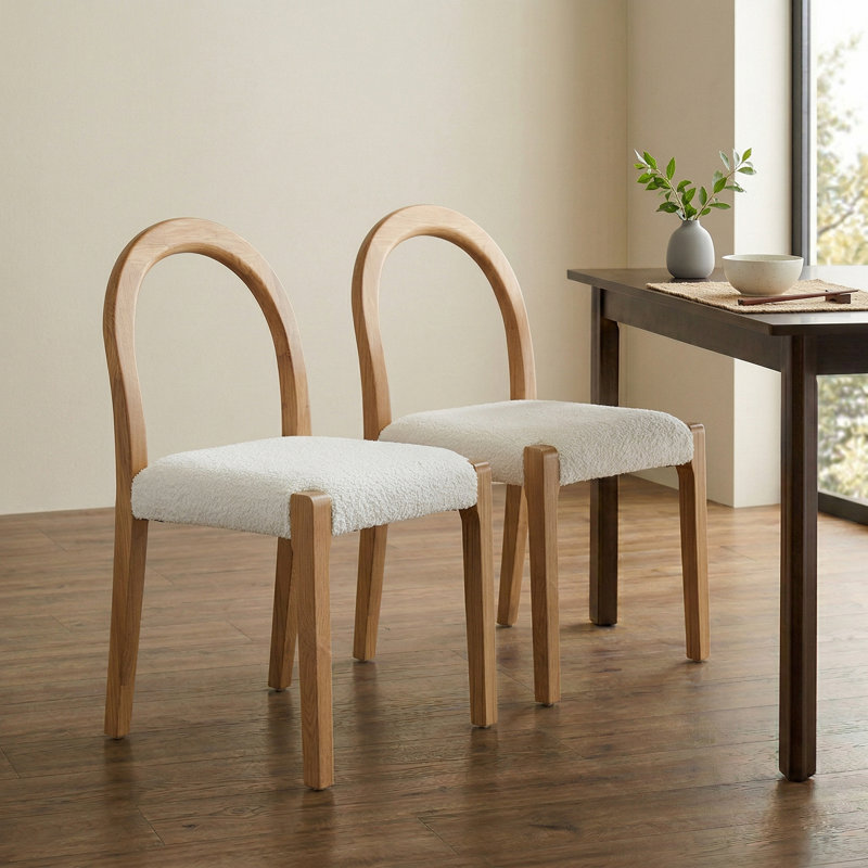 Elena Set of Two Solid Oak Dining Chairs, Natural, White