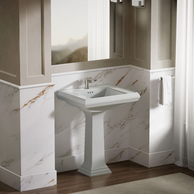 Memoirs® Rectangular Pedestal Bathroom Sink with Overflow, Ice Gray, Single Hole Faucet