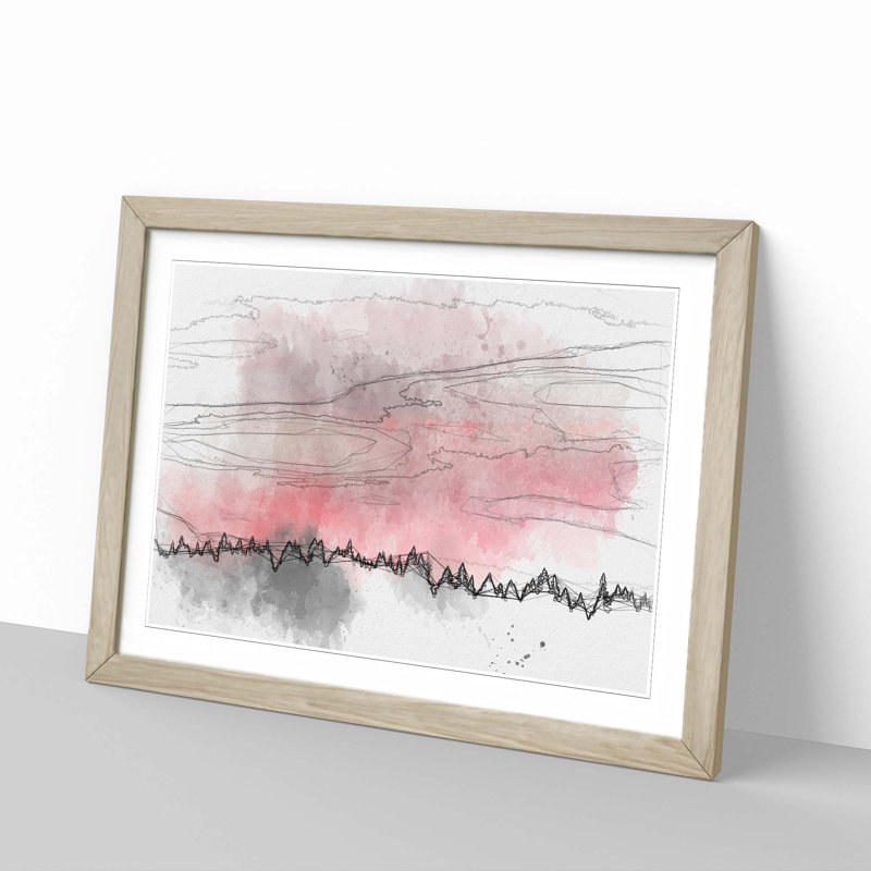 Pink Sunset Above a Forest - Framed Print, Oak, 40cm H x 60cm W x 2cm D
