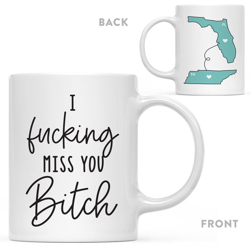 Handmade Ceramic Porcelain Coffee Mug Teacup and Saucer, Florida And Tennessee