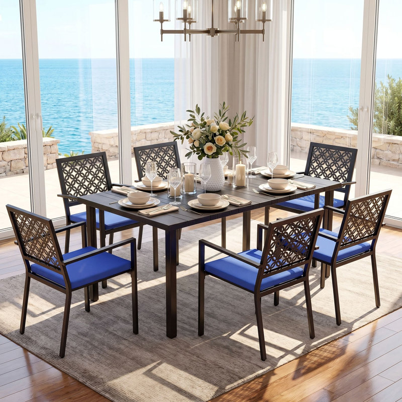 Rectangular 6 - Person  Patio Outdoor Dining Set, Patio Furniture Set