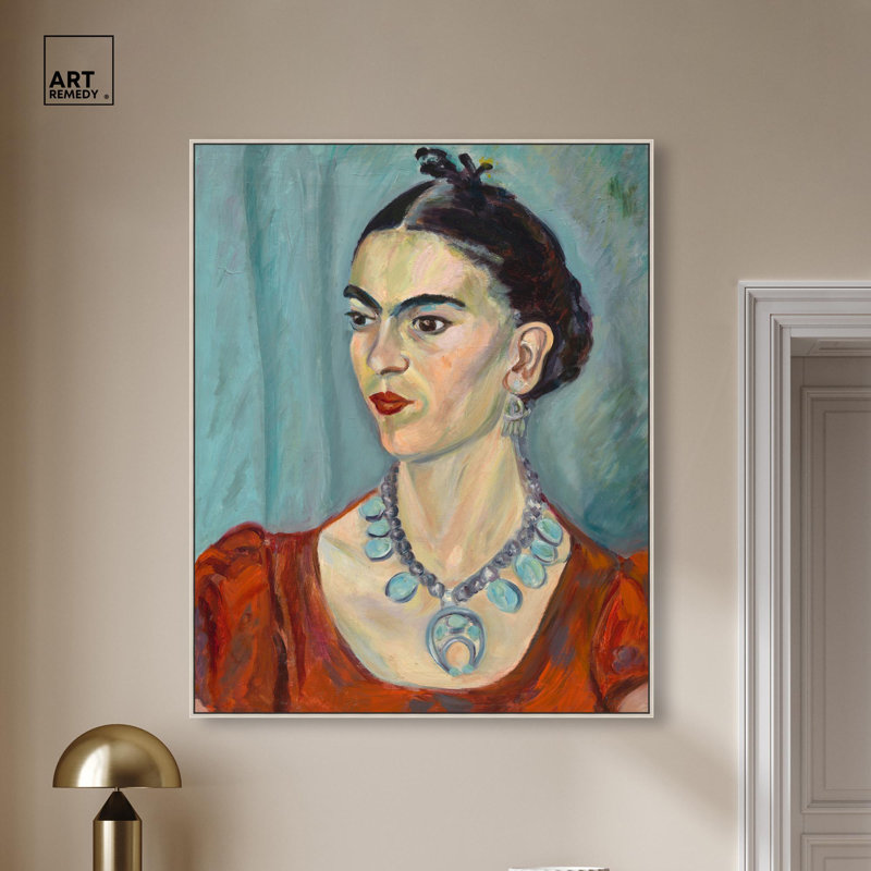 «Frida Kahlo» par Magda Pach, 1933, toile par Art Remedy, H 25 po x l 21 po, Cadre flottant, Argent argent