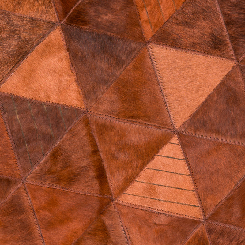 Trilogia Cowhide Geometric Area Rug in Brown, Runner 2'7" x 16'4"