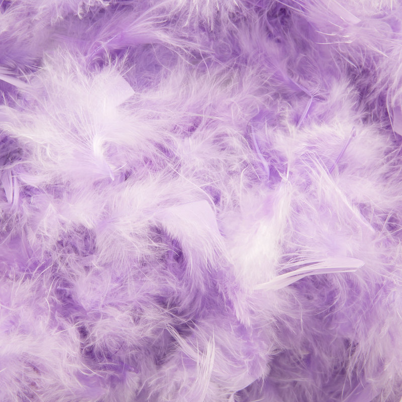 Eye-Catching and Modern Genuine Feather Decorated Pendant Light Shade, Lilac, 30cm H x 40cm W x 40cm D