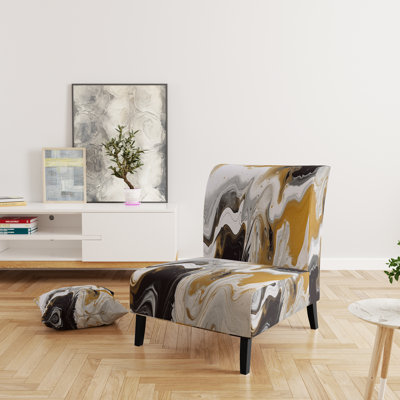 Berendien Marble Upholstered Slipper Chair Velvet
