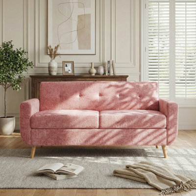 66" Upholstered Chenille Loveseat Square Sofa Couch