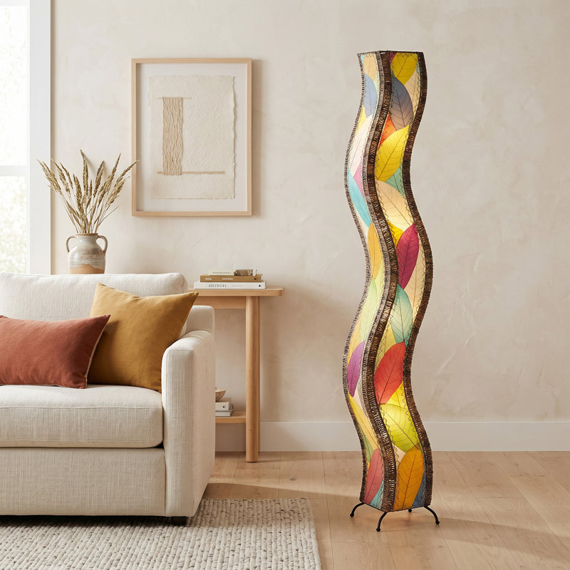Lampe sur pied colonne Gertie, Vert/brun, 72"