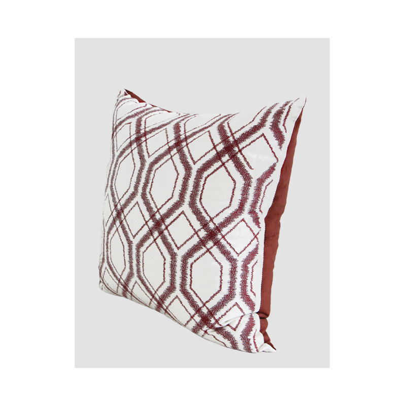 Geometry Pattern Cotton Throw Pillow, Red Brown