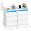Bedside Tables Set of 2 with 3 Drawers, Bedside Cabinet, Side Table with Charging Station and LED, 2 AC and 2 USB Ports, Nightstand for Bedroom, Living Room, End table -448579734