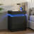 Night Stand With Charging Station, Modern Black Nightstand With Led Light And 3 Drawers, Bedside Tables/end Table For Bedroom