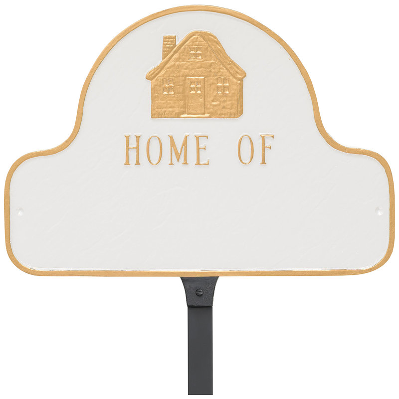 Home of Arch Address Sign Plaque with Lawn Stakes, Yes, Black/Gold