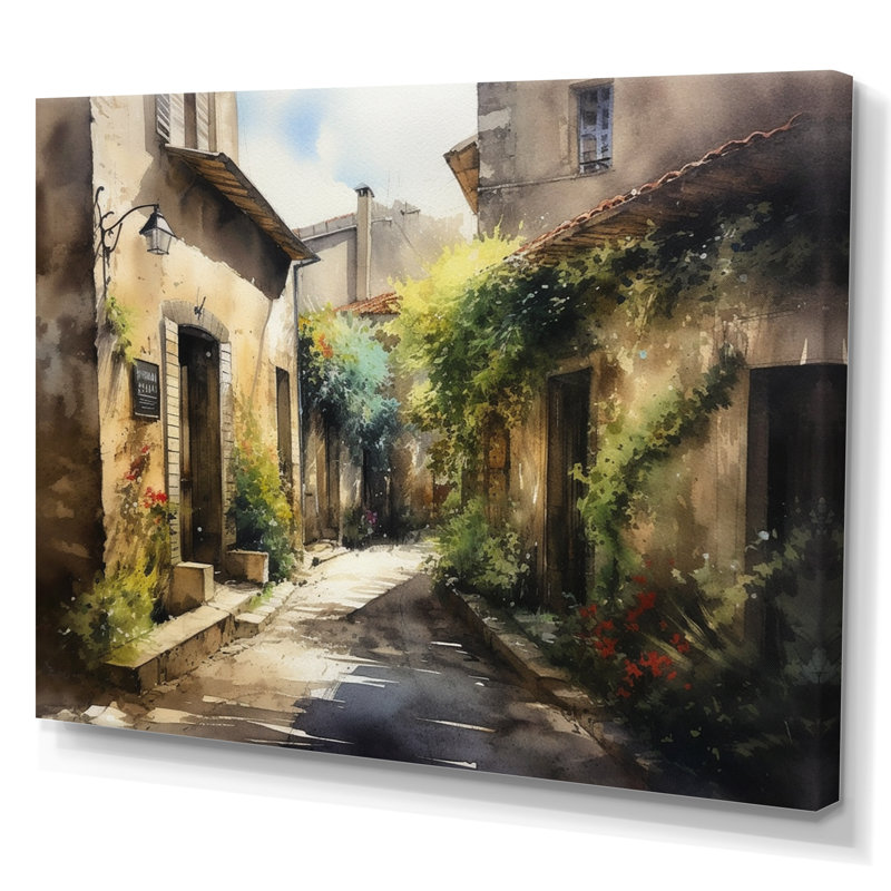 Ribana Mediterranean Village Street II sur impression sur toile, H 30 po x l 40 po x P 1,5 po, Toile tendue