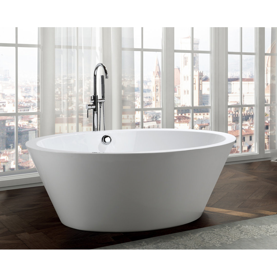 Toulouse 66.9'' x 43.3'' Freestanding Soaking Acrylic Bathtub Bellaterra Home
