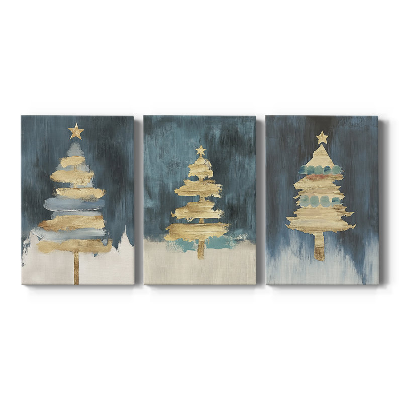 Christmas Holiday Art CXCII - Toile tendue avec châssis sur mesure - 3 pièces, H 48 po x l 96 po