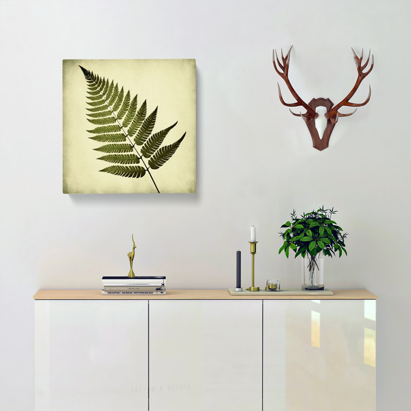 Fern Leaf Retro Art - Wrapped Canvas, 35cm H x 35cm W x 3cm D