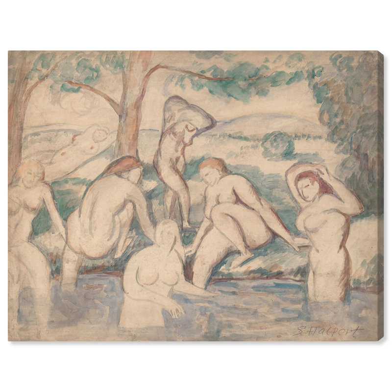 Baigneurs, c. 1905, reproduction d'art sur toile par Art Remedy, H 16 po x l 20 po, Toile tendue