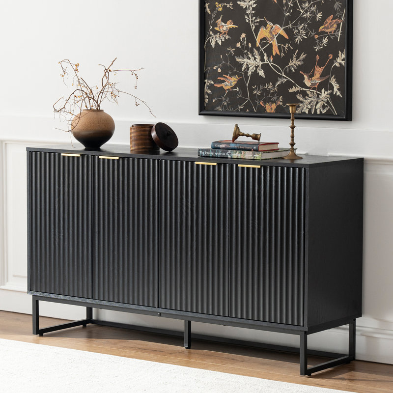 Fluted Cabinet Set For Living And Dining Rooms, Black