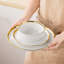 Service de table en céramique blanche à garniture 12 pièces pour 4 assiettes et bols de luxe lustrés - 4 assiettes à dîner, 4 assiettes à dessert, 4 bols à soupe - Vaisselle élégante-1918013489