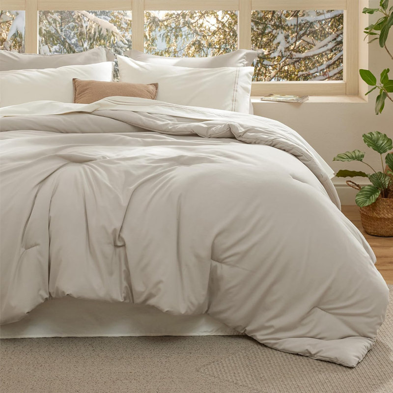 Ensembles d'édredon 100% coton, Vert olive, Édredon très grand + 2 taies décoratives + 2 ta