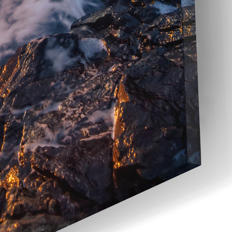 Art mural en verre Breakwater Bay «High Tide At Sunset» par Rick Berk, H 16 po x l 12 po x P 0,13 po