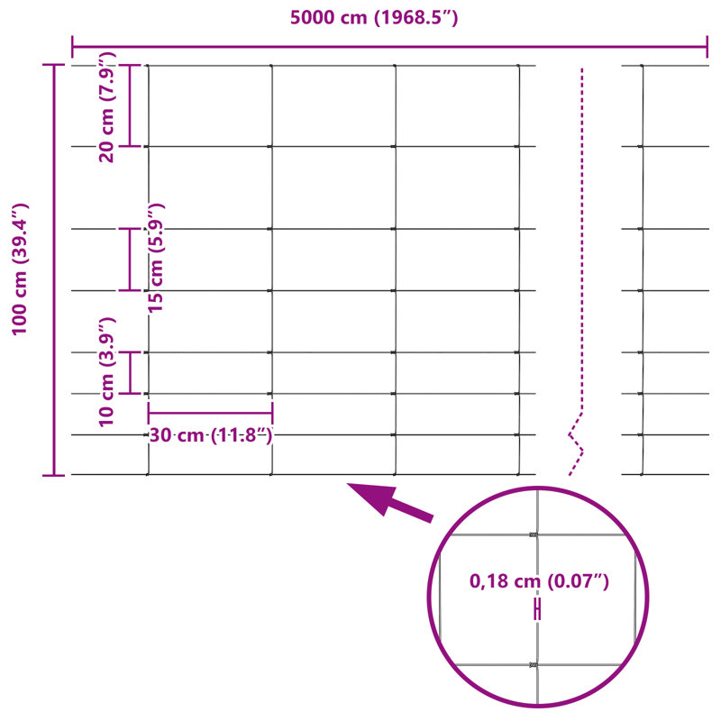 Vidaxl Field Fence Galvanised Steel, 100cm H x 5000cm W