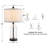 22" H Black Modern Clear Glass Bedside Table Lamp Set