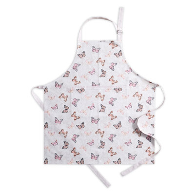 Maison d' Hermine Apron for women with Pocket 100% Cotton 27.50"x31.50" 1 Piece Adjustable Neck Strap & long ties Apron Men, Chef, Wedding, Cooking, Gardening, Server Spring/Summer (Butterflies)