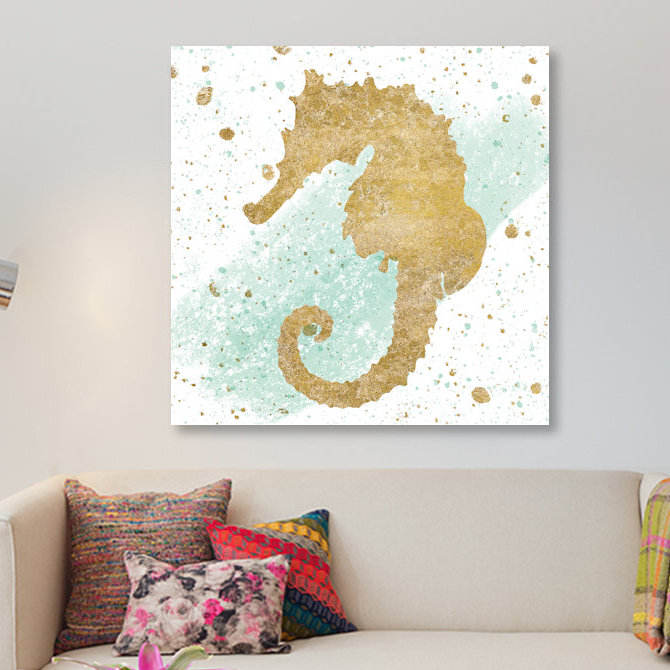 « sea life splash iv », reproduction d’impression sur toile tendue, H 24 po x l 24 po x P 1 po, Toile tendue, Blanc