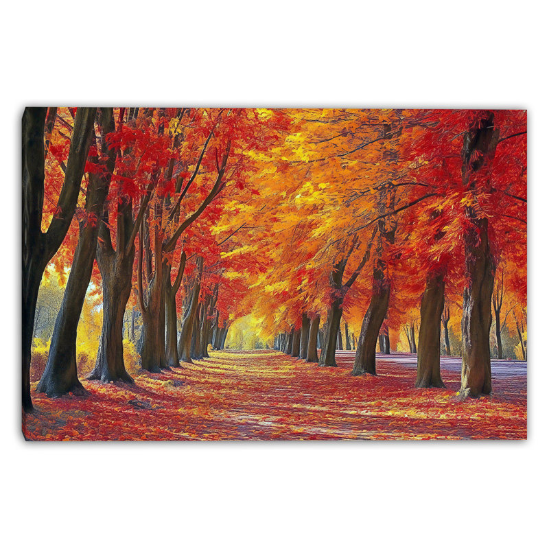 «Autumn Aisle in Crimson», art mural sur toile tendue, H 16 po x l 24 po
