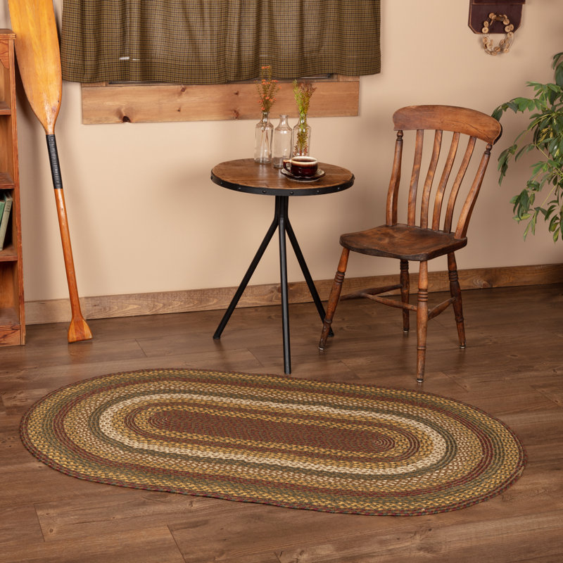 Amadeusz Hand Braided Geometric Indoor Rug, Oval 3' x 5'