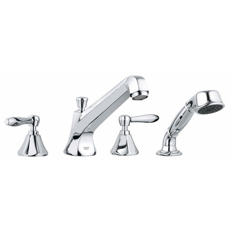 Somerset® Double Handle Deck Mounted Roman Tub Faucet with Handshower, StarLight Chrome