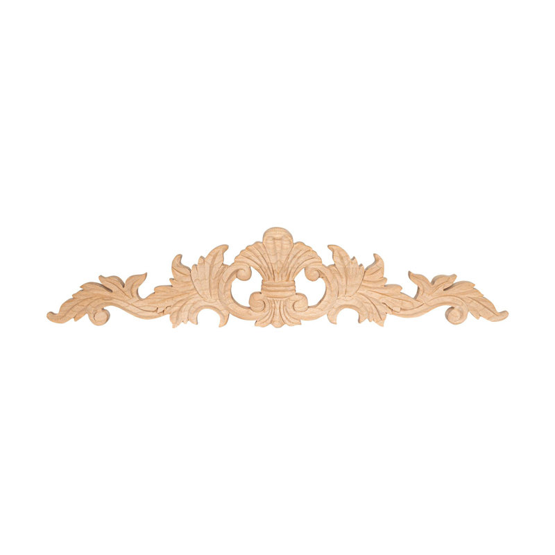 18.25" Unfinished Hand Carved Cherry Wood Acanthus Applique