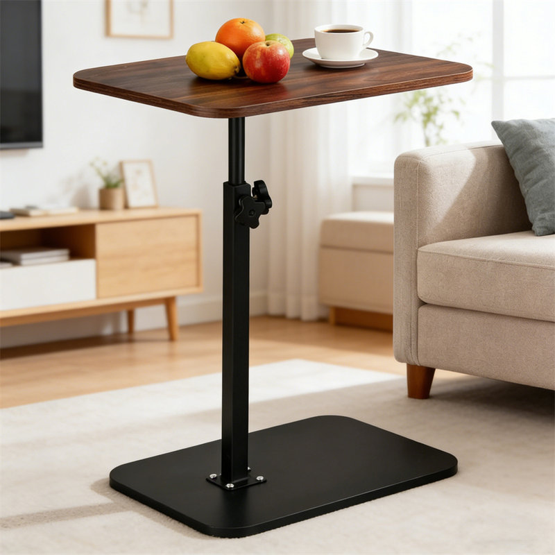 Table de canapé en C avec plateau pivotant et hauteur réglable