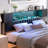 Kalder Bed Frame with LED Light and Charging Station, Metal Frame with Storage Headboard, Large Storage Space, No Spring Box Needed-1849033317-1849033316