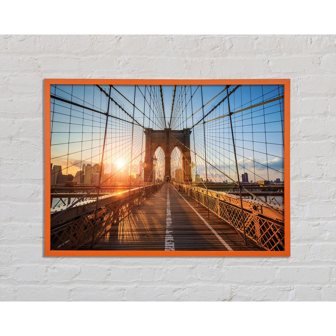 Anine Sunset Through Brooklyn Bridge - Einzelne Bilderrahmen Kunstdrucke