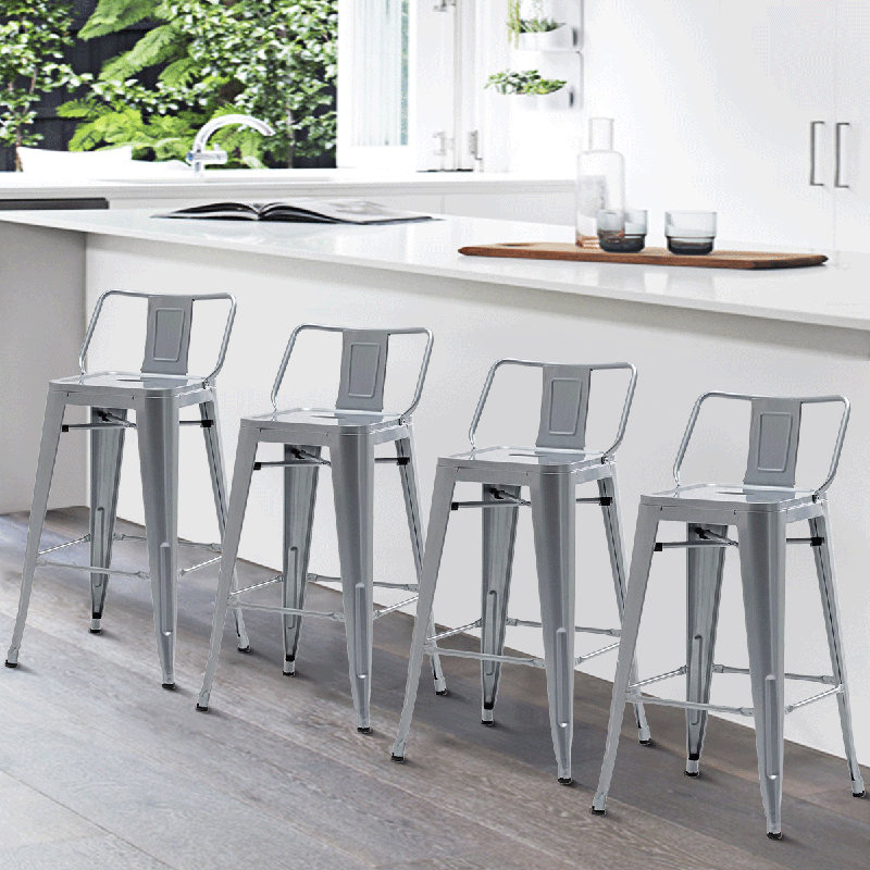 Addis Counter Stool with Metal Frame, 24" Seat Height, White