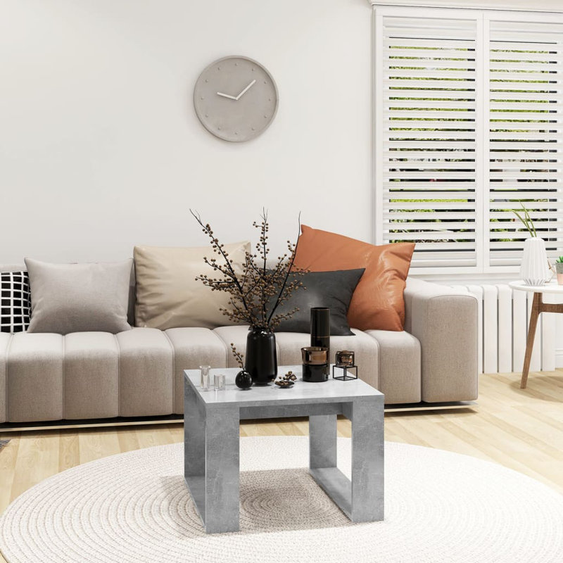 Table d'appoint carrée en bois d'ingénierie minimaliste, Gris béton