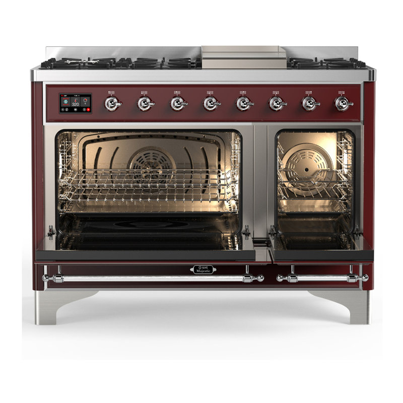 Majestic III Series 48 Inch Dual Fuel Range with 5 Sealed Burners, Griddle, Frenchtop in Matte Graphite (Liquid Propane, Burnished Trim)