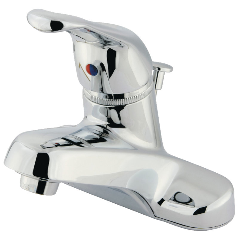Kingston Brass Wyndham Single-Handle Deck Mount 4" Centerset Bathroom Faucet, Polished Chrome, Plastic Pop-Up Drain Included